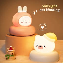 Cute Cartoon LED Night Light with Multi Level Dimming Touch Control Baby Bedside Lamp Essential for Nursery Room Decoration