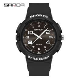 Sanda 9074 Trendy Design Soft Student Watch TPU Strap 50M Depth Waterproof Quartz Movement Children Fashion Sports Wrist Watch