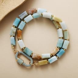 Minimalist Aesthetic Natural Stone Amazonite Handmade Brass Charm Elegant Choker Necklaces Bohemia Designer Woma Jewelry