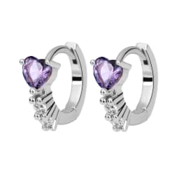 Huggies Earrings Purple white Green Blue Red Square Heart Silver Color Small Hoop Earrings for Women Girls Wedding Jewelry