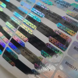 100pcs 36x8mm Dogbone Security Seal Silver Hologram Sticker Tamper Proof Serial Number VOID Left Tamper Evident Label