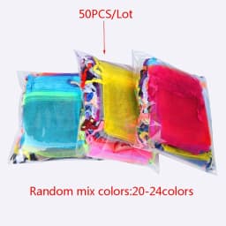 50pcs 24 Colors Jewelry Packaging Bag 5*7 7*9 9*12 10*15cm Organza Bags Gift Storage Wedding Drawstring Pouches Wholesales