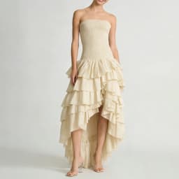TWOTWINSTYLE Solid Irrgular Elegant Dresses for Women Strapless Sleeveless High Waist Slimming Split Long Dress Female Fashion