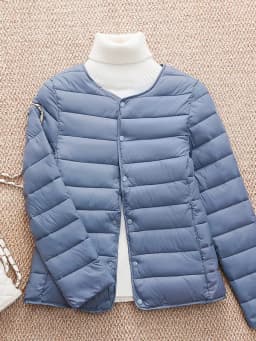 Autumn Winter New round Neck down Cotton Jacket Lightweight Women's Warm Inner Liner Fashionable Cotton Coat Short Style