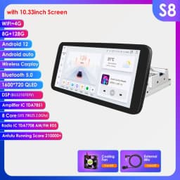 10.33inch 1 DIN Universal Android Car Radio Multimedia Video Player Rotatable Auto Touch Screen DSP Carplay Headunit WIFI 7862