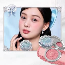 Flower Knows Pearl Shell Shape Velvet Embossed Blush Matte Finish Buildable Blendable Powder Blush For Cheeks For All Skin Tones