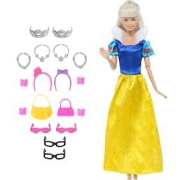 14 Pcs / Lot = 1x Fairy Tale Doll Dress + 13x Random Accessories Shoes Handbag Glasses Clothes for 11.5'' Doll Girl Baby Toys
