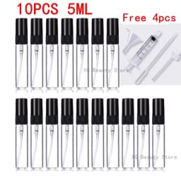 Bulk Pack 5/10/20/50/100PCS 5ML Black Glass Spray Bottles with 4 Essential Accessories - Dropper Funnel Dispenser Syringe