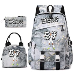 Cr7 Ronaldo 67 Print Student Backpack Set with Lunch Bag Pencil Case Teen Girls School Travel Daypack