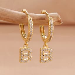 Nidin Hot Sale Initial A-Z Letters Mini Small Hoop Earrings Gold Color Zircon Jewelry Alphabet Fashion Christmas New Year Gift
