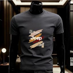 Summer Jeep High-Quality T-Shirt, with a Round Neckline, Made of Pure Cotton, Breathable and Comfortable. Men's Casual Style, Wi