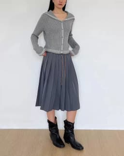 Women Drawstring Pleated Batavia Midi Skirt
