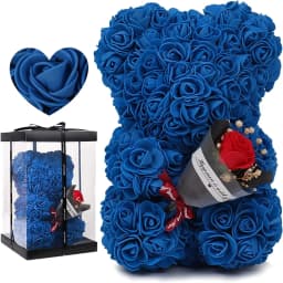 25cm Rose Bear with Artificial Foam Flower Bouquet, Romantic Creative Gift for Valentine's Day & Anniversary