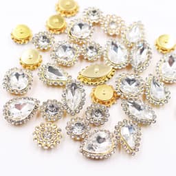 50pcs Mixed Sunflower Claw Sew On Rhinestones Trim Shiny Crystal Stones Glass Beads Gold Flatback Sewing Rhinestones for Clothes