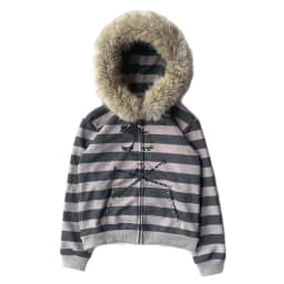 Skull Printing Gothic Plush Brim Warm Striped Color Matching Hoodie Autumn Winter Street Hip Hop Punk Cardigan Women Casual Coat