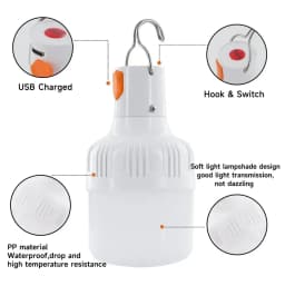 Rechargeable USB LED Camping Light Camp Rechargeable Emergency LED Bulbs Waterproof Energy-saving Bulbs Hanging Work Light Tent