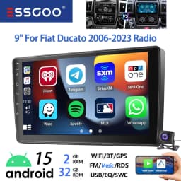 ESSGOO 9" Android 15 4+64G Car Stereo Radio For Fiat Ducato/Peugeot Boxer/Citro Carplay Android Auto GPS Navi FM RDS WiFi BT SWC