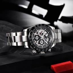 PAGANI DESIGN Men Automatic Mechanical Watch Skeleton Hollow Dial100M Waterproof Stainless Steel Sport Wristwatch Reloj Hombre