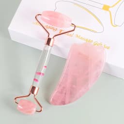 Natural Facial Massager Face Roller Gua Sha Scraper Double Heads Jade Stone Roller Skin Care Rose Quartz Massage for Face Body