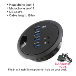 USB HUB Mount In Desk HUBs USB 3.0/2.0 HUB With SD/TF Card Reader External Stereo Sound Type C Port For PC/Tablet USB Splitter