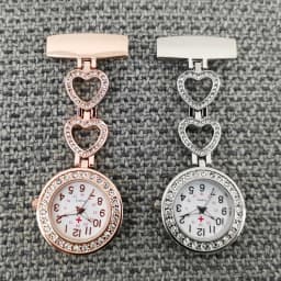 Personalized Customized Engraved With Your Name Doctor Clock Pin Brooch Zircon Crystal Strass Healthcare Heart Fob Nurse Watch