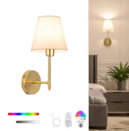 Wireless Rechargeable Battery-Powered Wall Light with 4000 Mah, Dimmable, Detachable Bulb and Remote Control, 15-Color Wireless Wall Lamp, Suitable for Bedroom, Living Room, Hallway Decoration