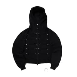 American High Street Punk Style Button Decoration Zipper Hoodie Men's Y2k Fashion Casual Loose Hooded Sweatshirt Streetwear