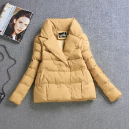 Women Down Cotton Jacket Winter Short Coat Thicken Outerwear Turndown Collar Double-breasted Warm Tops Female Slim Cotton Jacket