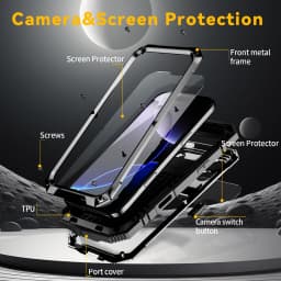 Shockproof Armor Metal Aluminum Case for iPhone 17 Pro Max 16 15 14 13 12 11 Pro 16E Air Full Protective Bumper Kickstand Cover