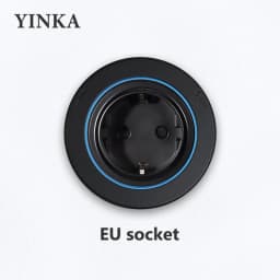 Track Socket Kitchen Wall Outlet, FR EU US UK Universal Standard Round Romovable Adapter Plug,Electrical Outlet with USB, Black