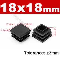 Black Square Pipe Tube Cap Plastic Tubing End Cover Glide Insert Blanking End Plugs Bung 10/13/15/16/18/19/20//22/23/25/28-200mm