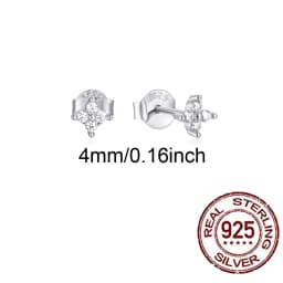QooLady Real 925 Sterling Silver Cubic Zircon Lucky Leaf Flower Stud Earrings for Women Banquet Party Fine Jewelry Gifts SE026