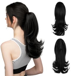 Synthetic Claw Clip In Ponytail Hair Extensions 14 Inch Wavy Hairpiece Fake Blonde Black Hair False Pigtail With Elastic Band