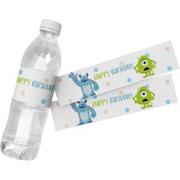 Monsters University Party Decor Water Bottle Sticker Labels Baby Shower Mike Sullivan Theme, Kids Birthday Party Supplies, 24Pcs