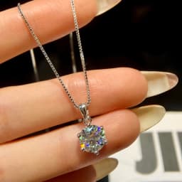 GRA 1-3CT Classic Round Certified Moissanite Diamond Dating Wedding Necklace For Women Real 925 Sterling Silver Luxury Jewelry