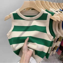 2026 Korean Style Versatile Striped Slim Tank Tops Women Summer Wearing Outside Fashion Sleeveless Top Women's Crop Tops
