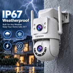 Lenovo 8MP HD Outdoor Security Camera with Dual Lens Dual Screen AI Tracking PTZ Color Night Vision Surveillance Protection