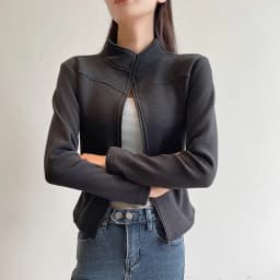Women's Slim Fit Fleece Lined Short Sweatshirt Jacket Autumn Winter Thick Warm Zipper Jackets Woman Solid Stand Collar Yoga Wear