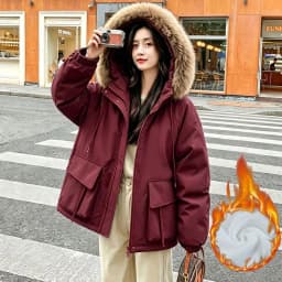 Detachable Large fur collar Plush Thick Cotton Jacket 2026 Autumn Winter New Warm Parker COAT Women's Medium long Cotton Jackets
