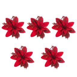 5/10pcs Christmas Flowers Christmas Tree Decorations for Home Fake Glitter Artifical Flowers Xmas Ornaments New Year Decorations