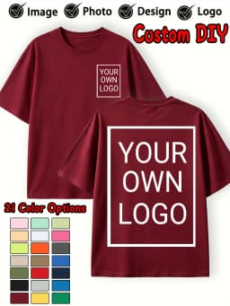 Double Sided Custom Logo T-Shirt Summer Y2K Loose Cotton Short Sleeves Crewneck Casual T Shirts Team Company Women's Tops
