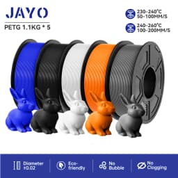 JAYO Filaments PETG 5 Rolls Mixed Colors 3D Printer Filament 1.75mm 100% No Bubble FDM 3D Printer Materials DIY Gift 1.1KG/1 Rol
