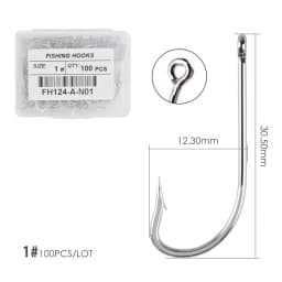 100pcs Silver Hooks High Carbon Steel Big Long Shank Fishing Hooks Sea Pint Hook Fishhook Set with Eyes Barb Fishing Accessories