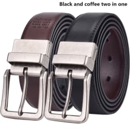 1Pcs Men's Leather Reversible Belts Casual Adjustable Antique Style Rotated Buckle Belt 2 In 1