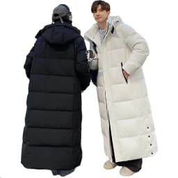 Zipper Down Coats Men Hooded Jackets Down Coat Cardigan Covered Button Outerwear Winter 2025 High Street Pockets Spliced