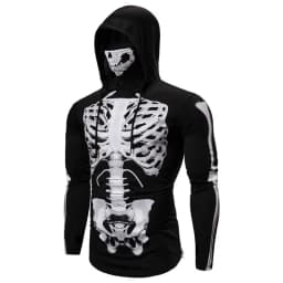HKSH Spring Summer Elastic Hooded T-shirts Men's Tide Dark Ninja Sweatshirt Skull Mask Streetwear Fashion Print Chic Tops HK1826