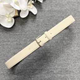 Minimalist style needle buckle calf leather belt, genuine leather women's casual pants belt, silver buckle calf leather white be