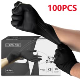 4Mil Black Nitrile Gloves Disposable Non-Sterile Textured Industrial Gloves for Auto Mechanic Household Cleaning Kitchen Tattoo
