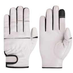 Professional Genuine Leather Work Gloves -Touchscreen Durable Cut Resistant for Mechanic Driving Riding Heavy Duty Outdoor Work
