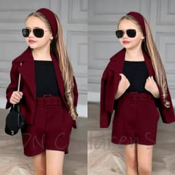 Customized Girl Outfit Solid Yellow Notch Lapel Girl Suits High Quality Party Birthday Children Clothing(Jacket+Short Pants)